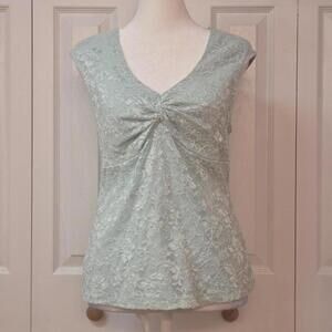 Y2K Coquette Blue Lace Babydoll Top Rampage Size L (fits S/M) Floral Blouse Tank